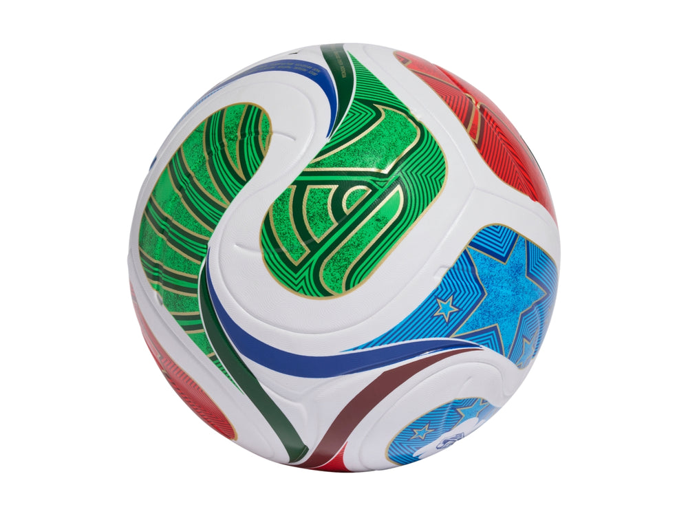 Balón de fútbol Adidas multicolor con diseño de la Copa del Mundo FIFA 2026.