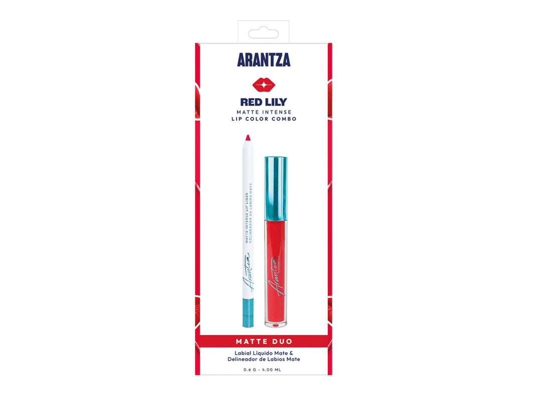 Combo Labial Matte Intense Red Lily Arantza Cosmetics para Mujer