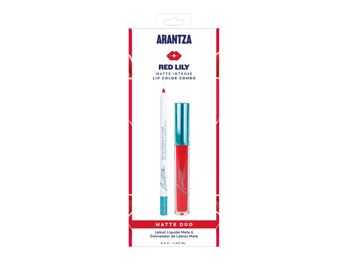 Combo Labial Matte Intense Red Lily Arantza Cosmetics para Mujer