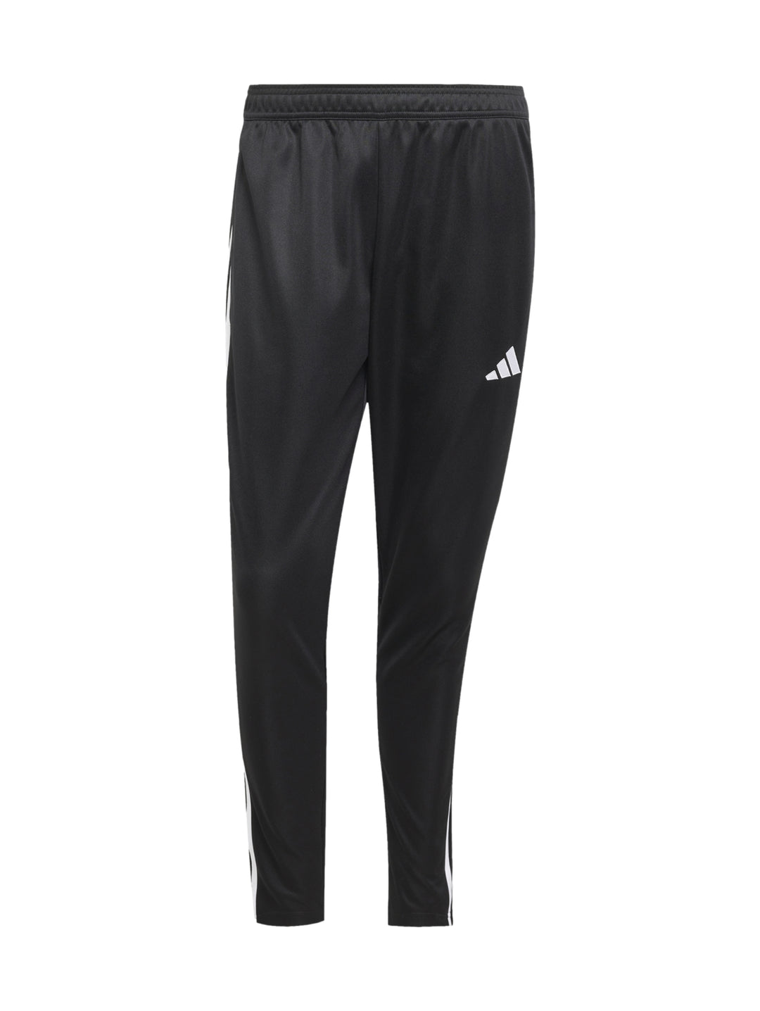 Hombre vistiendo conjunto deportivo Adidas Tiro 25 color negro con franjas blancas laterales.