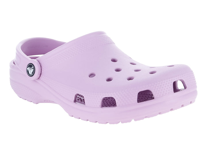 Zueco Crocs Classic Clog en color morado claro Hydrangea con correa trasera ajustable.