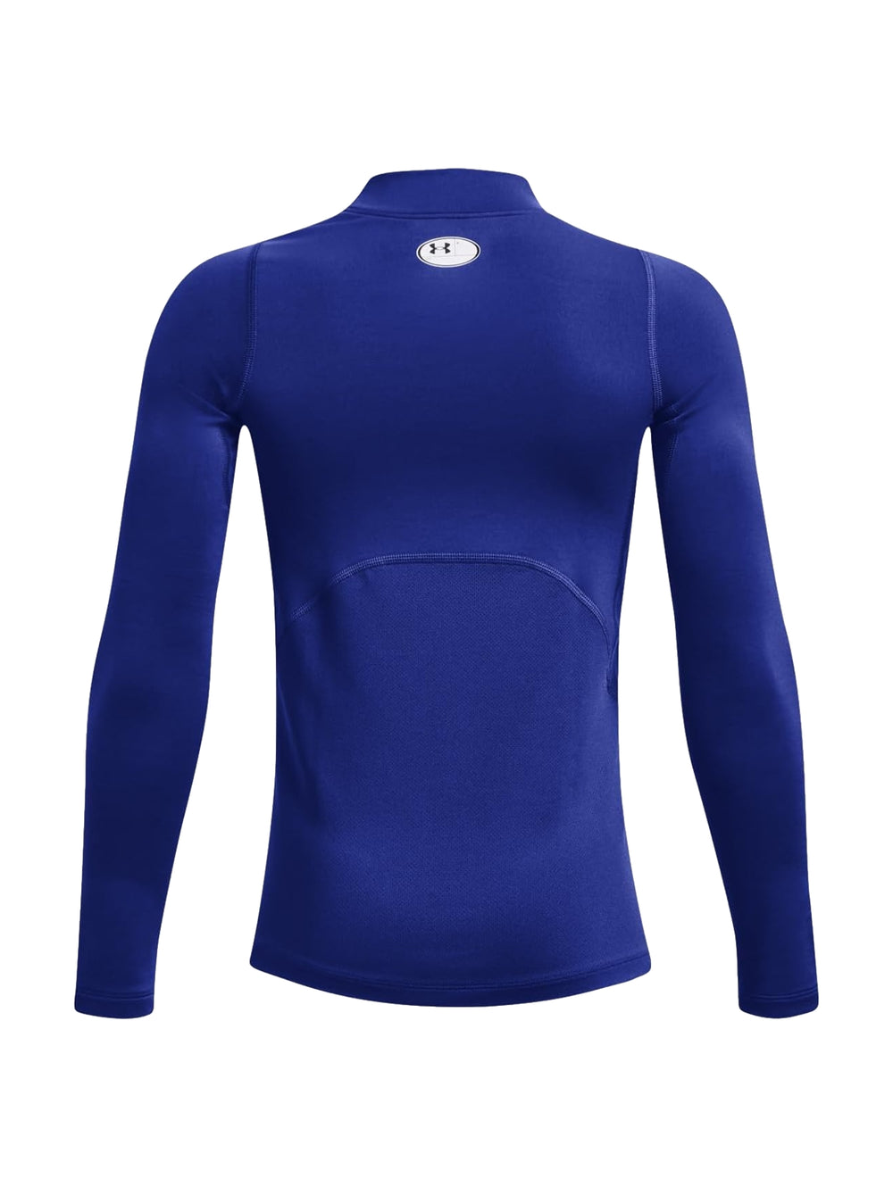 Camiseta deportiva Under Armour de color azul, manga larga y cuello mock.