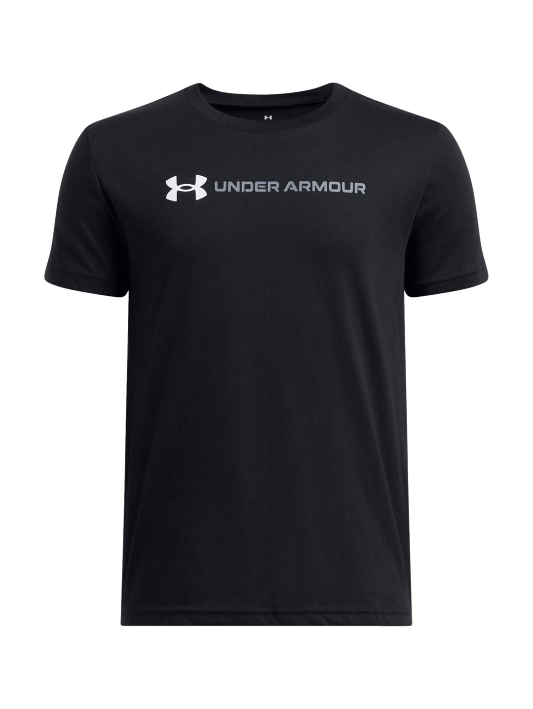 Camiseta deportiva de manga corta color negro con logotipo de Under Armour en el pecho.