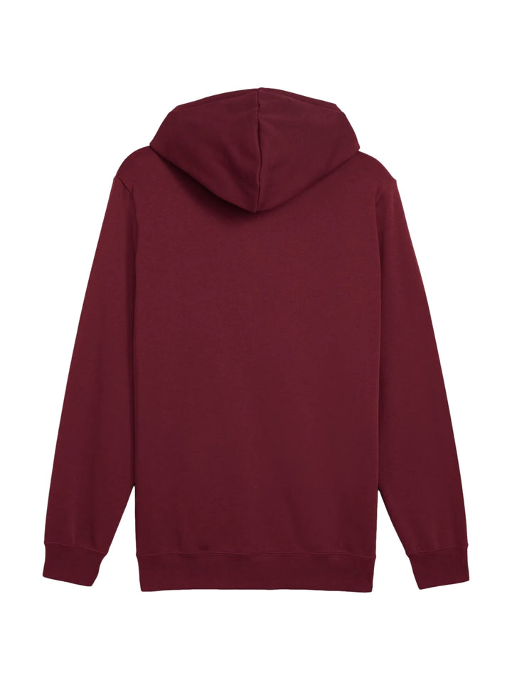Sudadera con capucha color vino tinto con logotipo de PUMA en el pecho.