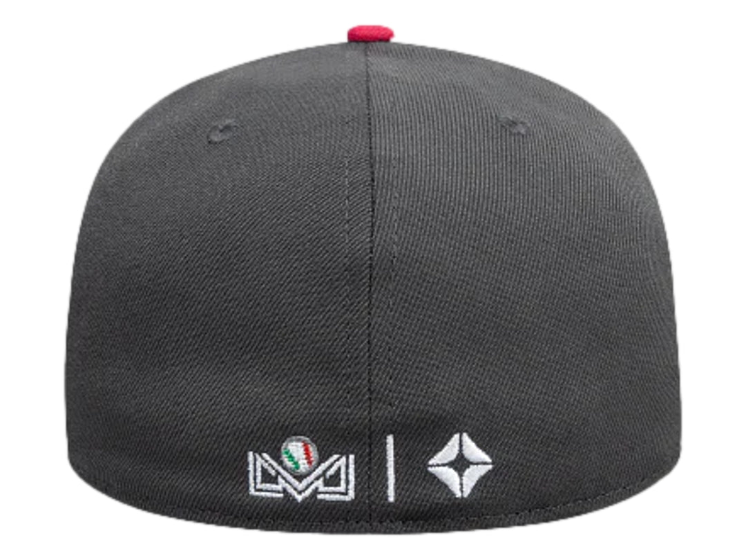 Gorra de béisbol New Era color gris con visera plana y logotipo bordado en el frente.