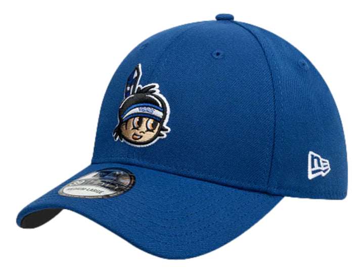 Gorra de béisbol New Era color azul con logotipo bordado frontal y lateral.