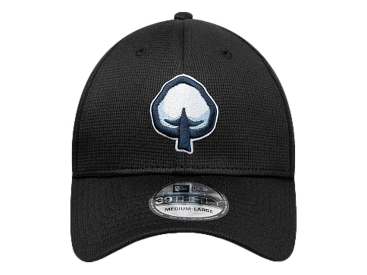 Gorra de béisbol New Era color negro con logotipo bordado en el frente y visera curva.