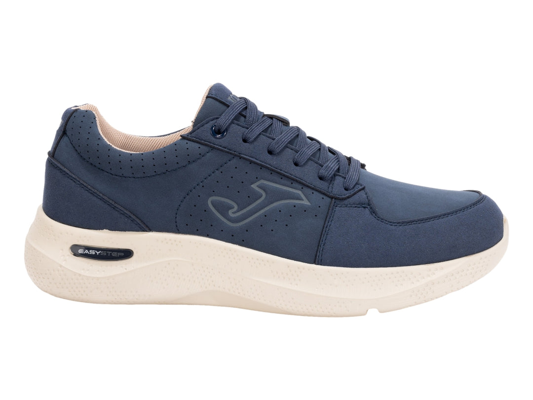 Tenis deportivos Joma color azul marino con suela blanca para hombre.