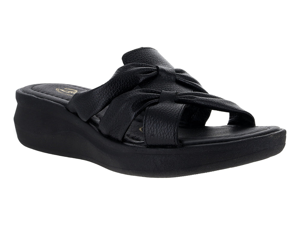 Sandalias Relax color negro con suela de plataforma y tiras con nudo decorativo.