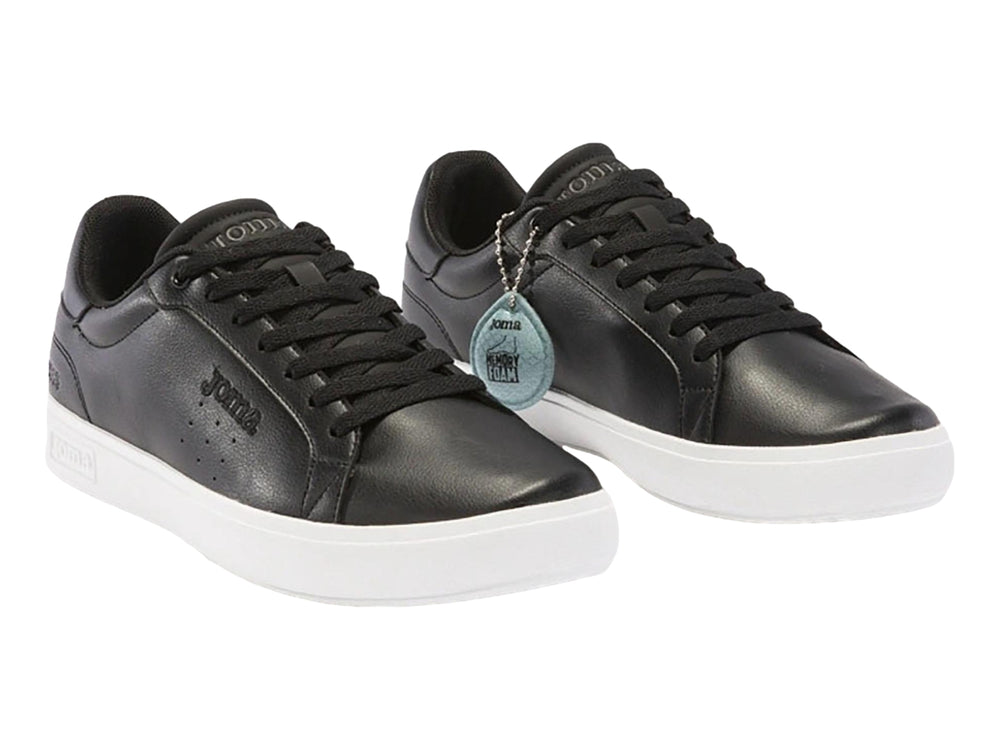 Tenis Joma para hombre en color negro con suela blanca y agujetas negras.