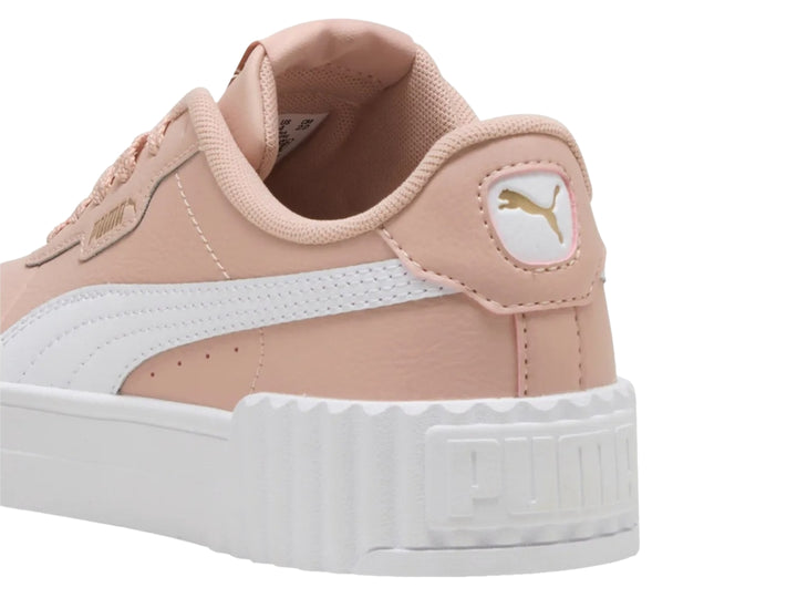 Tenis PUMA Carina 3.0 color rosa Rose Quartz con suela blanca de plataforma.