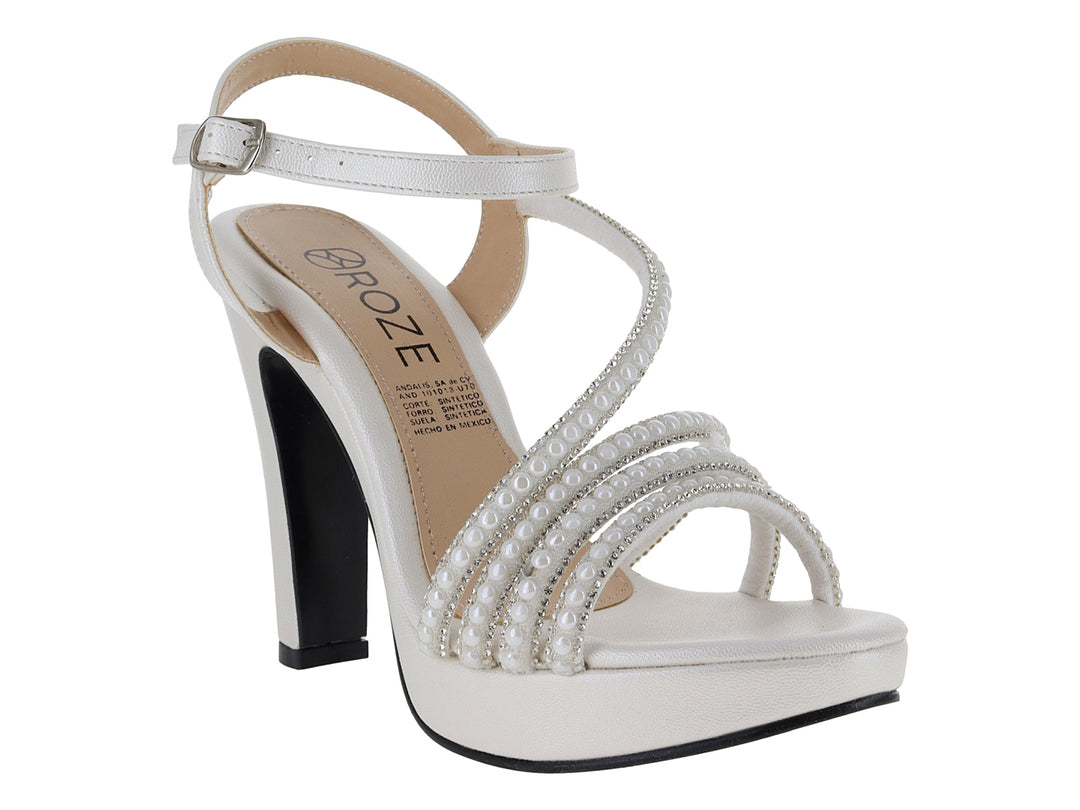 Sandalias de Tacón Roze Blanco Perla para Mujer
