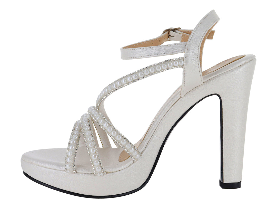 Sandalias de Tacón Roze Blanco Perla para Mujer