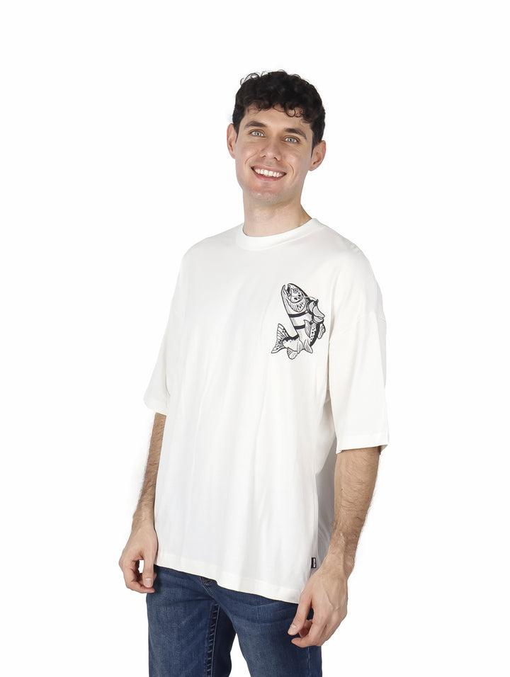 Playera Action Gear Oversized Color Hueso para Hombre