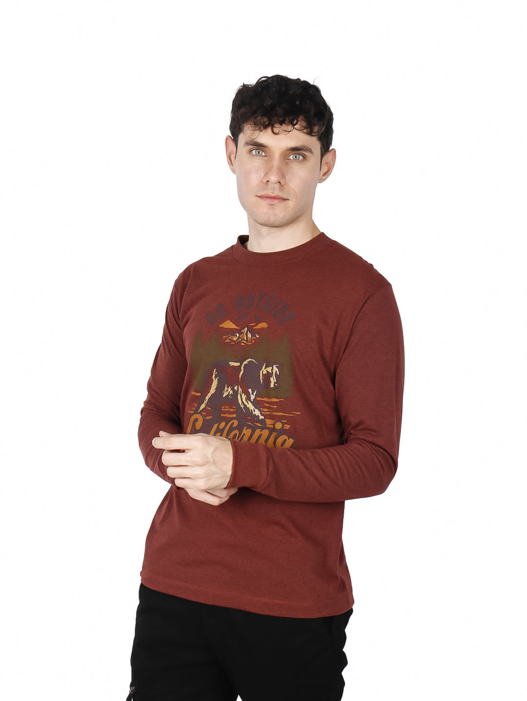 Playera Action Gear Manga Larga Color Ladrillo para Hombre