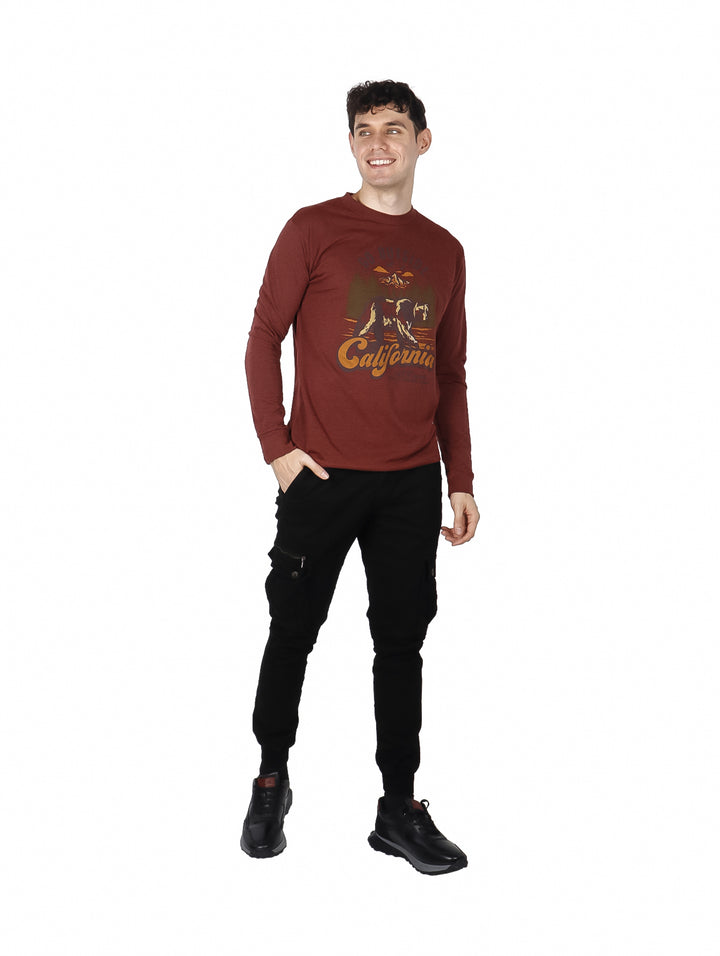 Playera Action Gear Manga Larga Color Ladrillo para Hombre