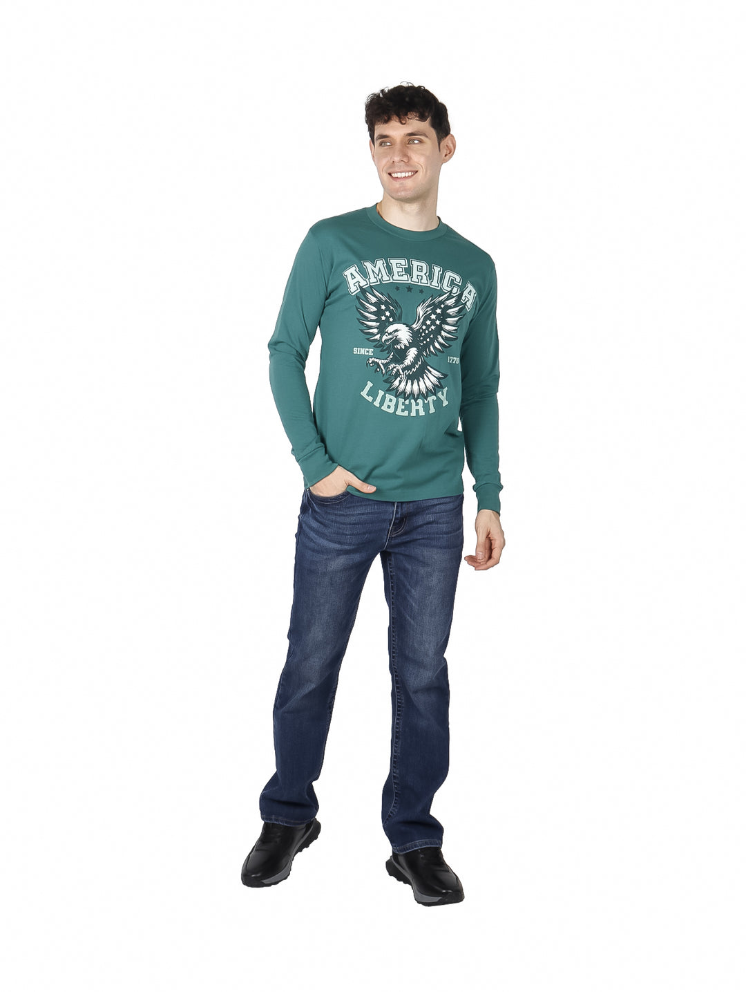 Playera Action Gear Manga Larga Verde Botella para Hombre