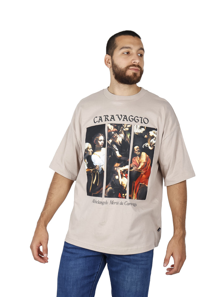 Playera Oversized Action Gear Beige para Hombre