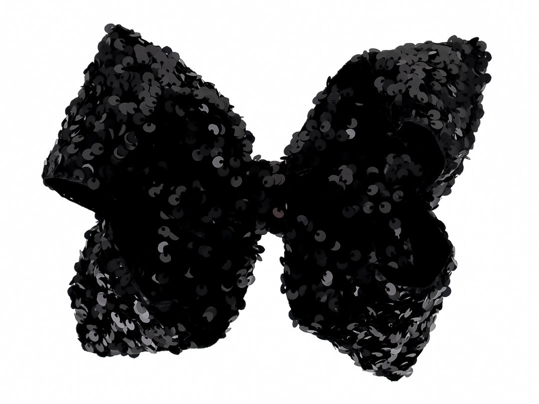 Moño Listonella Negro con Lentejuelas para Niña