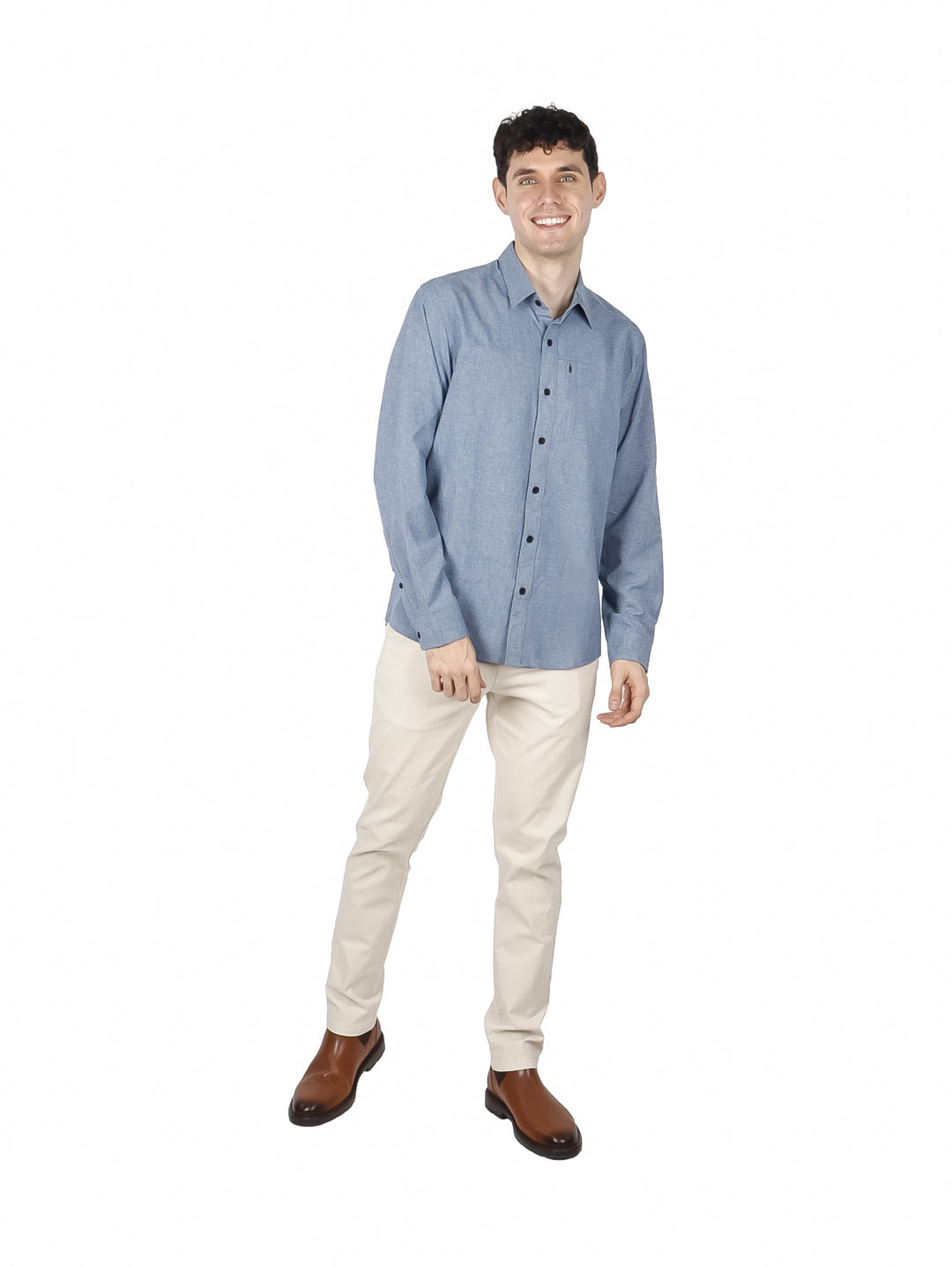 Camisa Eddie Bauer Front Range Chambray Azul para Hombre