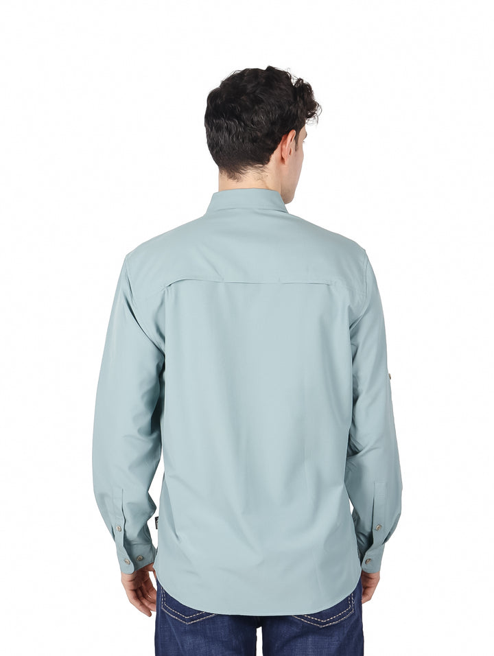 Camisa Eddie Bauer Atlas Exploration Flex Verde Grisáceo para Hombre