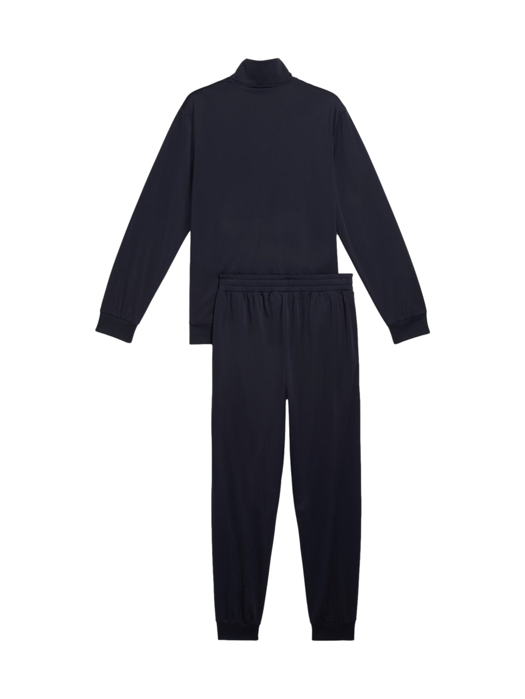 Conjunto deportivo PUMA color azul marino compuesto por chaqueta con cierre y pantalón largo.