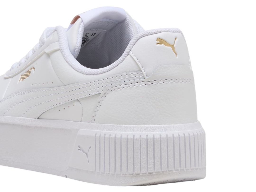 Tenis PUMA X-Cell Ayro para niños en color blanco con suela de plataforma ancha y cordones.