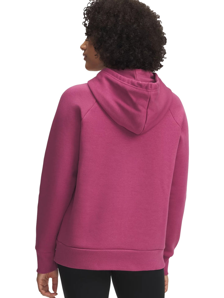 Sudadera con capucha Under Armour color fucsia con logotipo iridiscente en el pecho.
