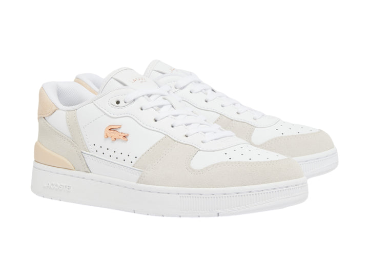 Tenis Lacoste T-Clip Blanco y Rosa para Mujer