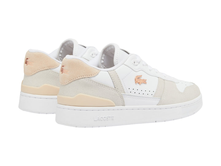 Tenis Lacoste T-Clip Blanco y Rosa para Mujer