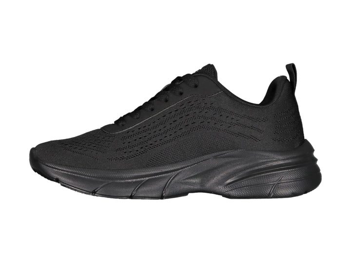 Tenis deportivos Charly color negro con detalle en morado y suela robusta.