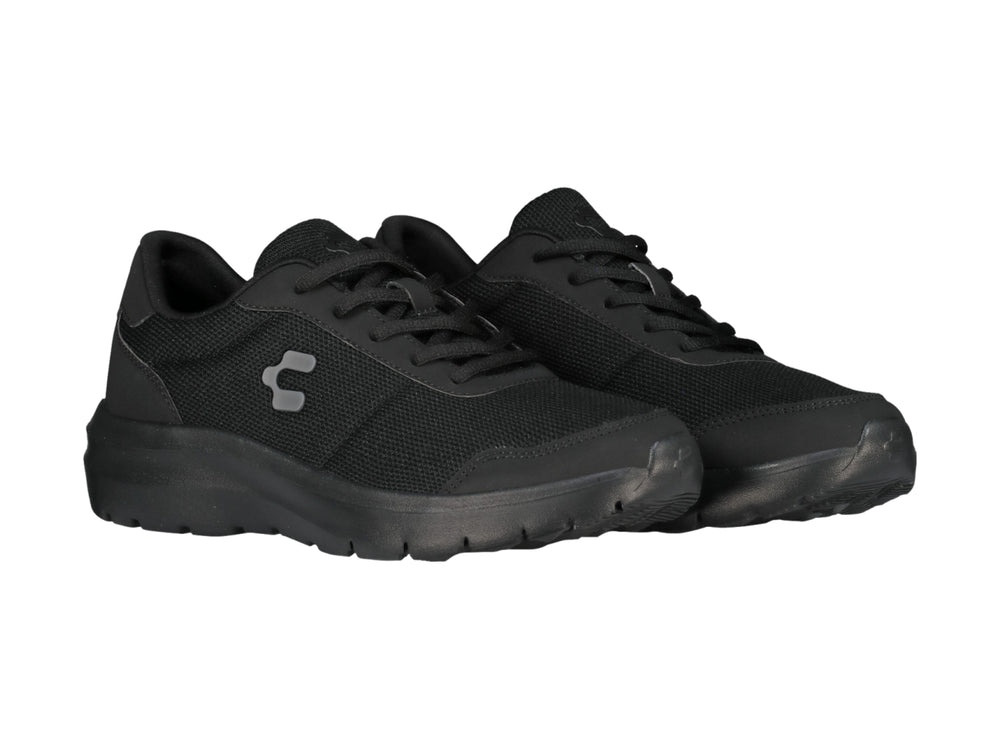 Tenis casuales Charly color negro con suela gruesa y tejido transpirable.