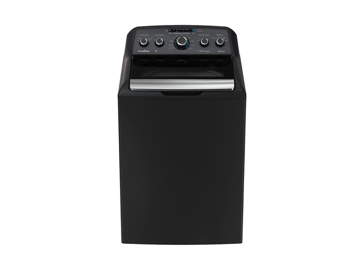 Lavadora Mabe de carga superior color gris oscuro Diamond Gray con panel de control superior.