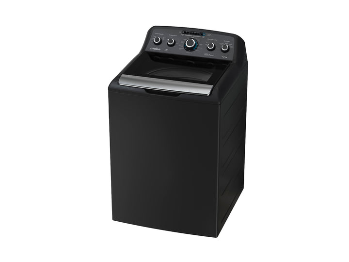 Lavadora Mabe de carga superior color gris oscuro Diamond Gray con panel de control superior.