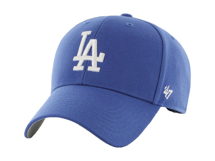 Gorra de béisbol color azul royal con logotipo bordado en blanco de los Dodgers de Los Ángeles.