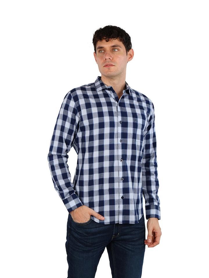 Camisa Vertical Eagle Cuadros Azul Marino para Hombre