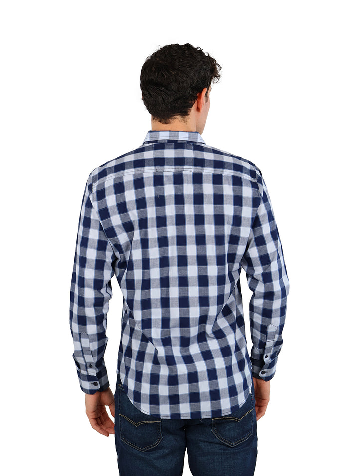 Camisa Vertical Eagle Cuadros Azul Marino para Hombre
