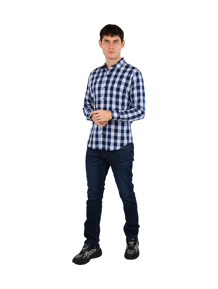 Camisa Vertical Eagle Cuadros Azul Marino para Hombre