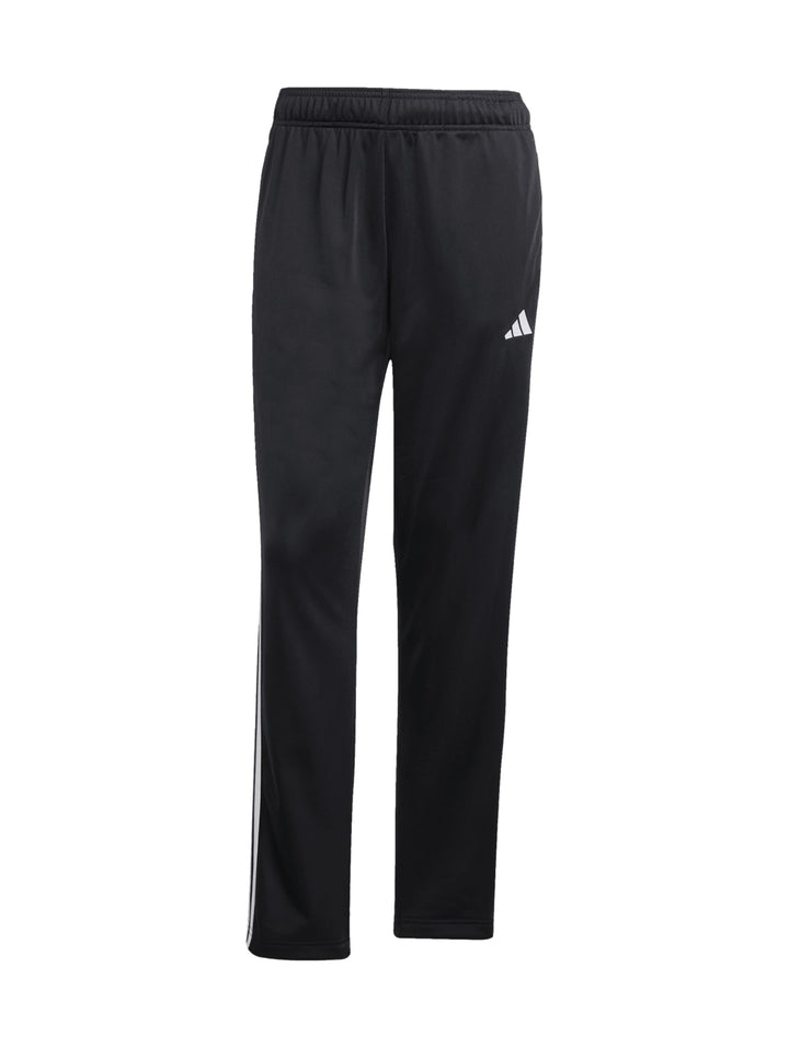 Conjunto deportivo Adidas negro con tres rayas blancas laterales en chaqueta y pantalón.