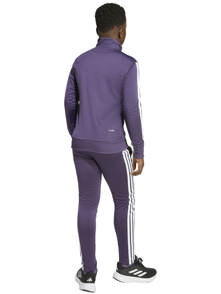 Conjunto deportivo Adidas para niño en color morado con detalles en blanco.