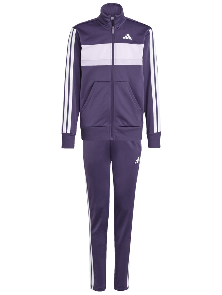 Conjunto deportivo Adidas para niño en color morado con detalles en blanco.