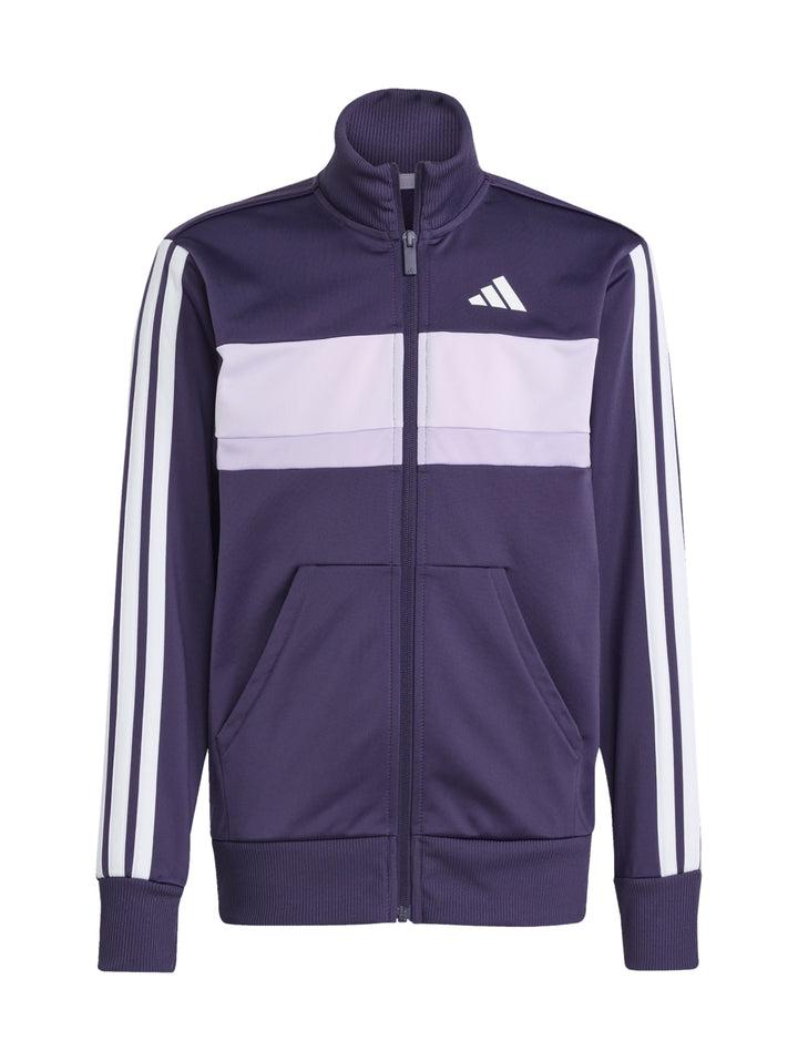 Conjunto deportivo Adidas para niño en color morado con detalles en blanco.