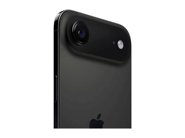 Vista posterior de un iPhone 17 Air en color negro con acabado mate y logotipo de Apple central.
