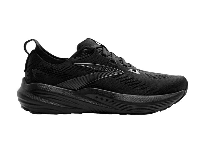 Tenis deportivos Brooks Glycerin 22 en color negro total, vista lateral sobre fondo blanco.