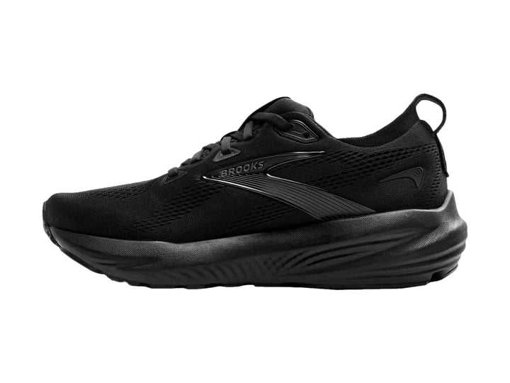 Tenis deportivos Brooks Glycerin 22 en color negro total, vista lateral sobre fondo blanco.
