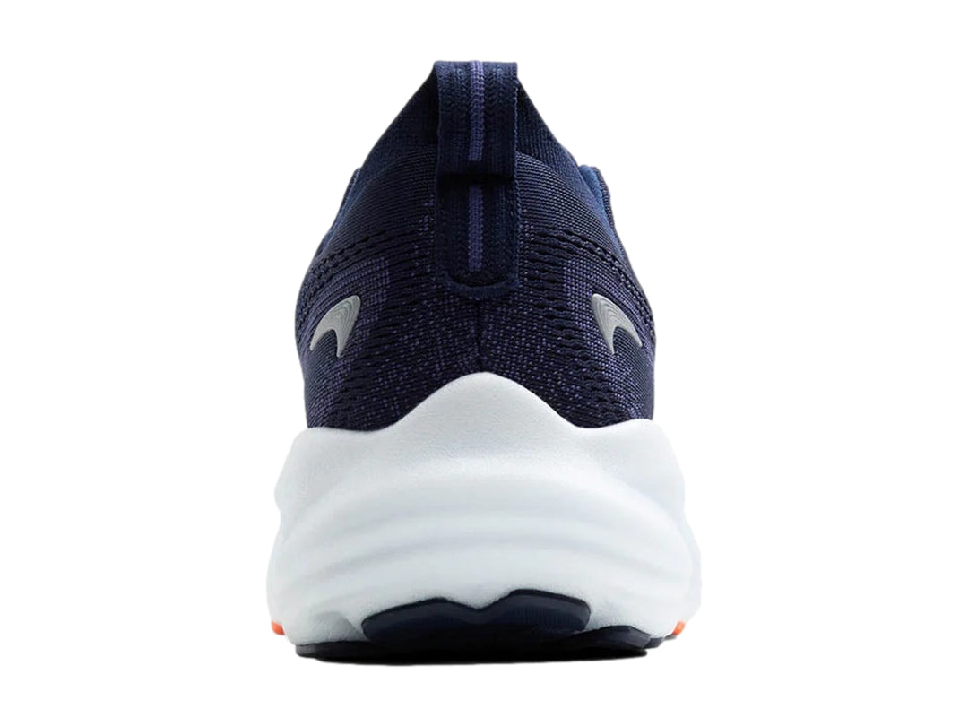 Tenis deportivos Brooks Glycerin 22 en color azul marino con detalles en naranja y suela blanca.