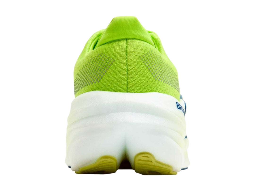 Tenis deportivos Brooks Glycerin Max en color lima con suela blanca y detalles en verde oscuro.