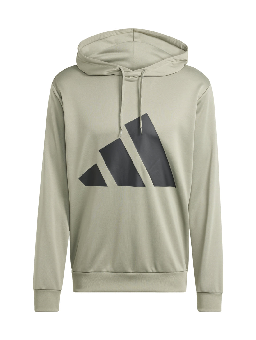 Hombre vistiendo conjunto deportivo Adidas color Silver Pebble compuesto por sudadera con capucha y pantalón.