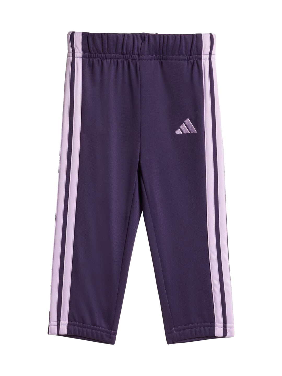 Conjunto deportivo Adidas para niña en color ciruela con franjas laterales en tono lila.