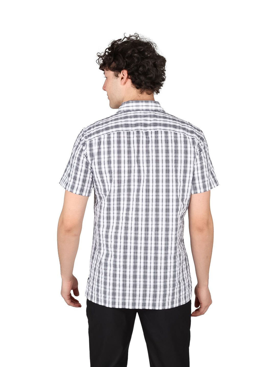 Camisa Perry Ellis de Cuadros Blanco para Hombre
